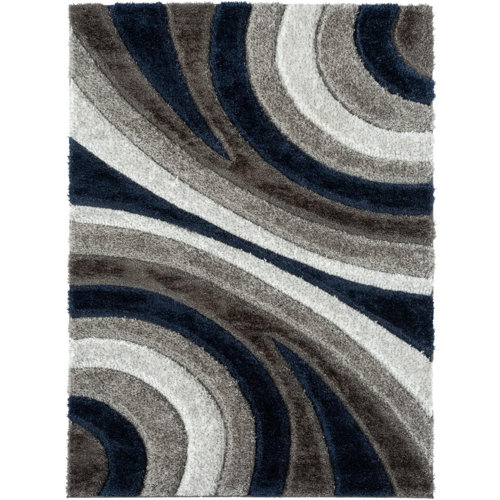 Orren Ellis Koo Performance Navy/Gray Rug & Reviews Wayfair